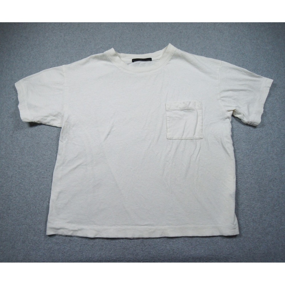 Jenni Kayne Shirt Womens Small White Pocket Tee Made In USA Cotton Casual